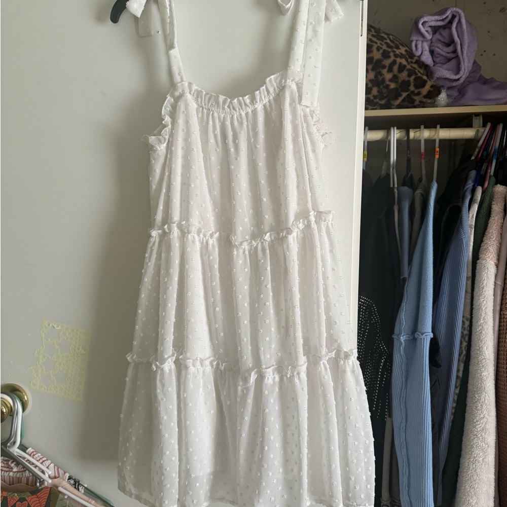 White Tiered Sleeveless Dress